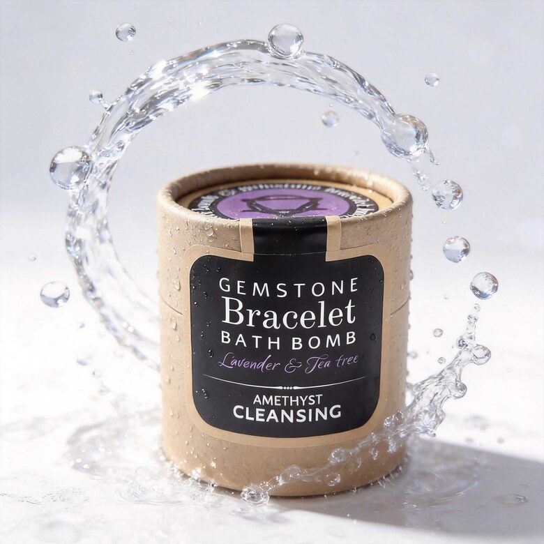 Ametista akmeņu aproce + vannas bumba — lavandas un tējas koks ar jūras sāli